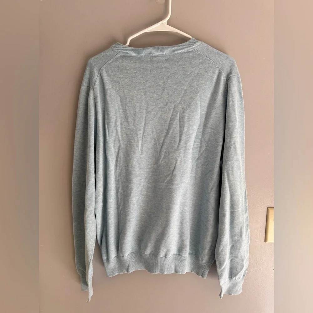 Brooks Brothers Men’s Supima Cotton V Neck Sweater SZ L Light Blue Preppy Pastel
